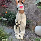 Y2K Gothic Baggy Pants White / S