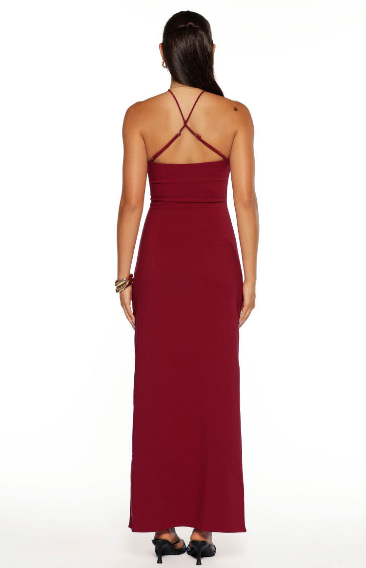 Crepe Cross Halter Neck Strapless Column Formal Maxi Dress 7