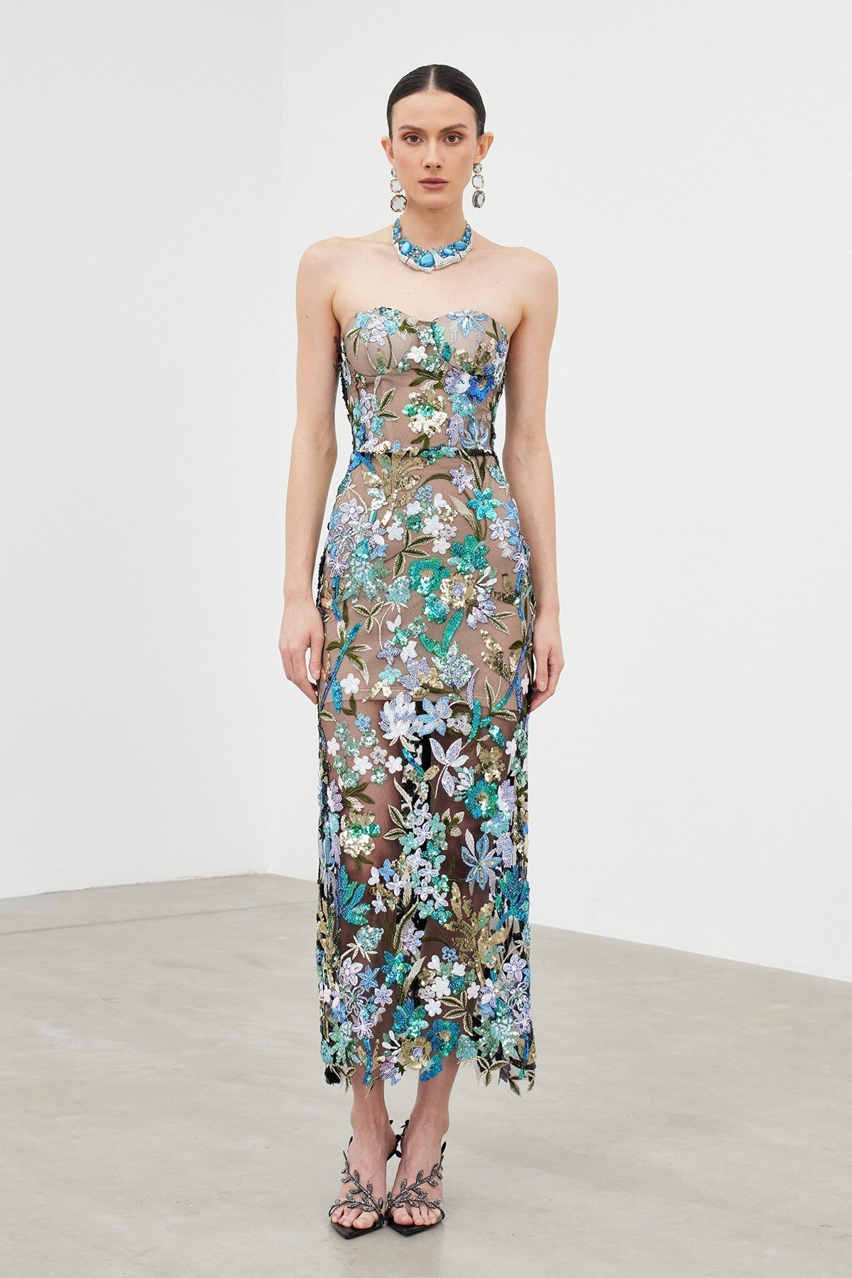 Denica Mesh Sequin Maxi Dress