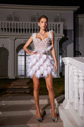 Pearl Feather Sequin Dress - View 3