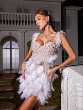 Pearl Feather Sequin Dress - View 2