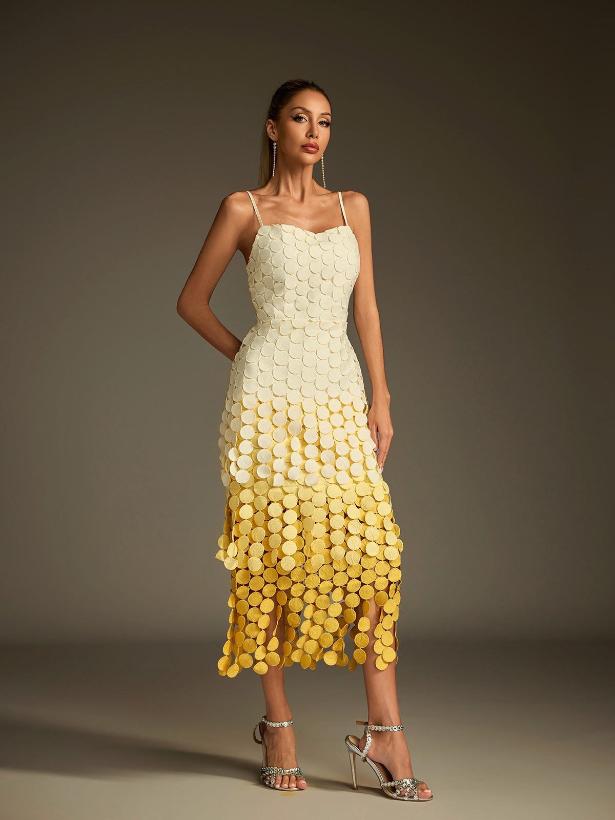 Ombre Spaghetti Cutout Midi Dress