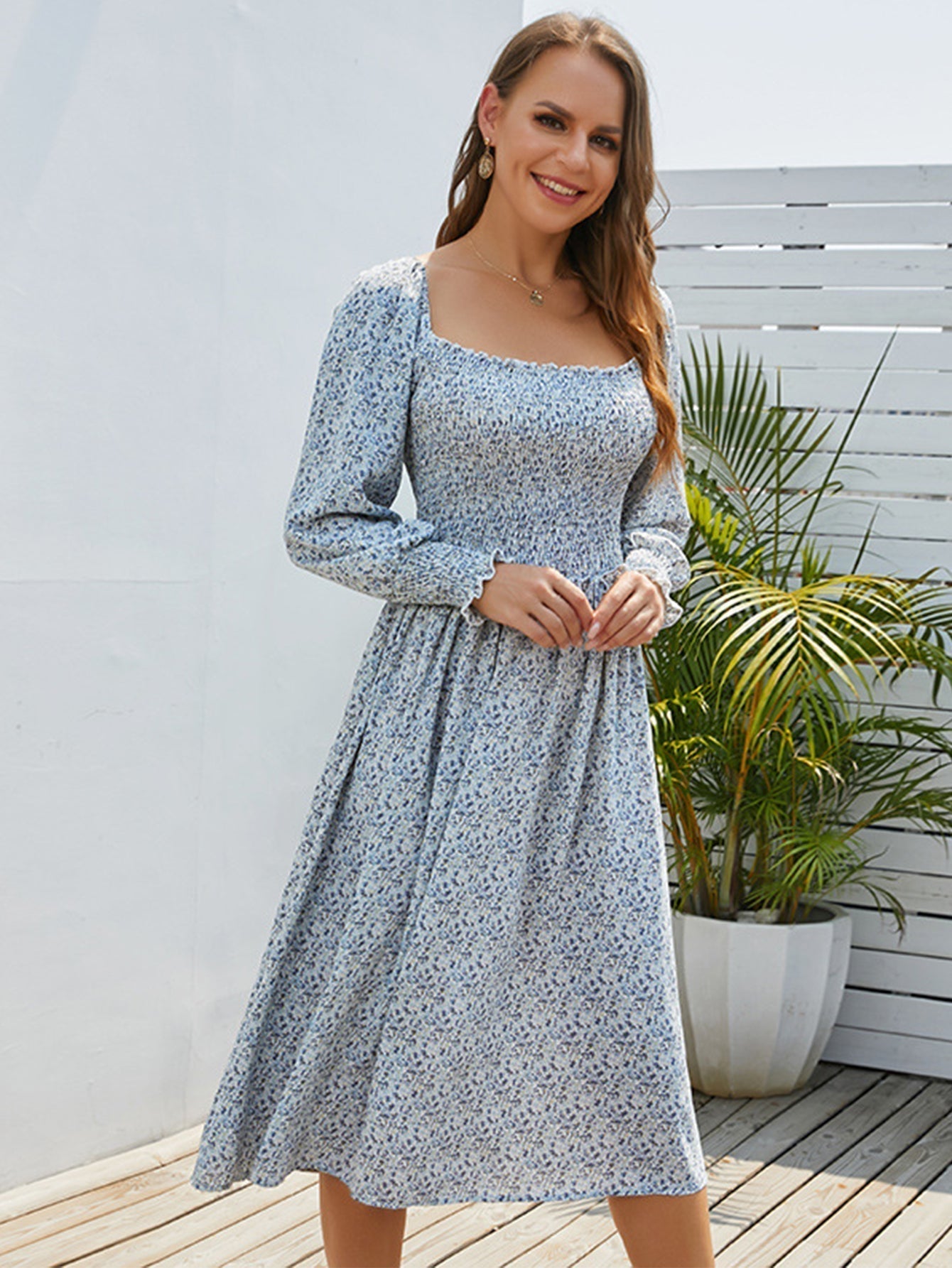 Disty Floral Smocked Dress