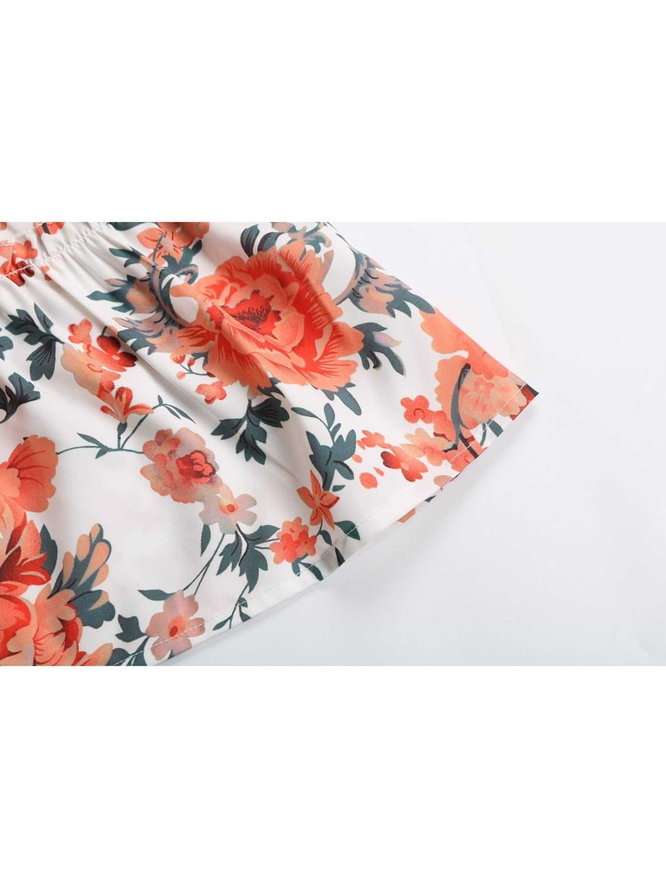 Ditsy Floral Knot Shoulder Ruffle Hem Dress