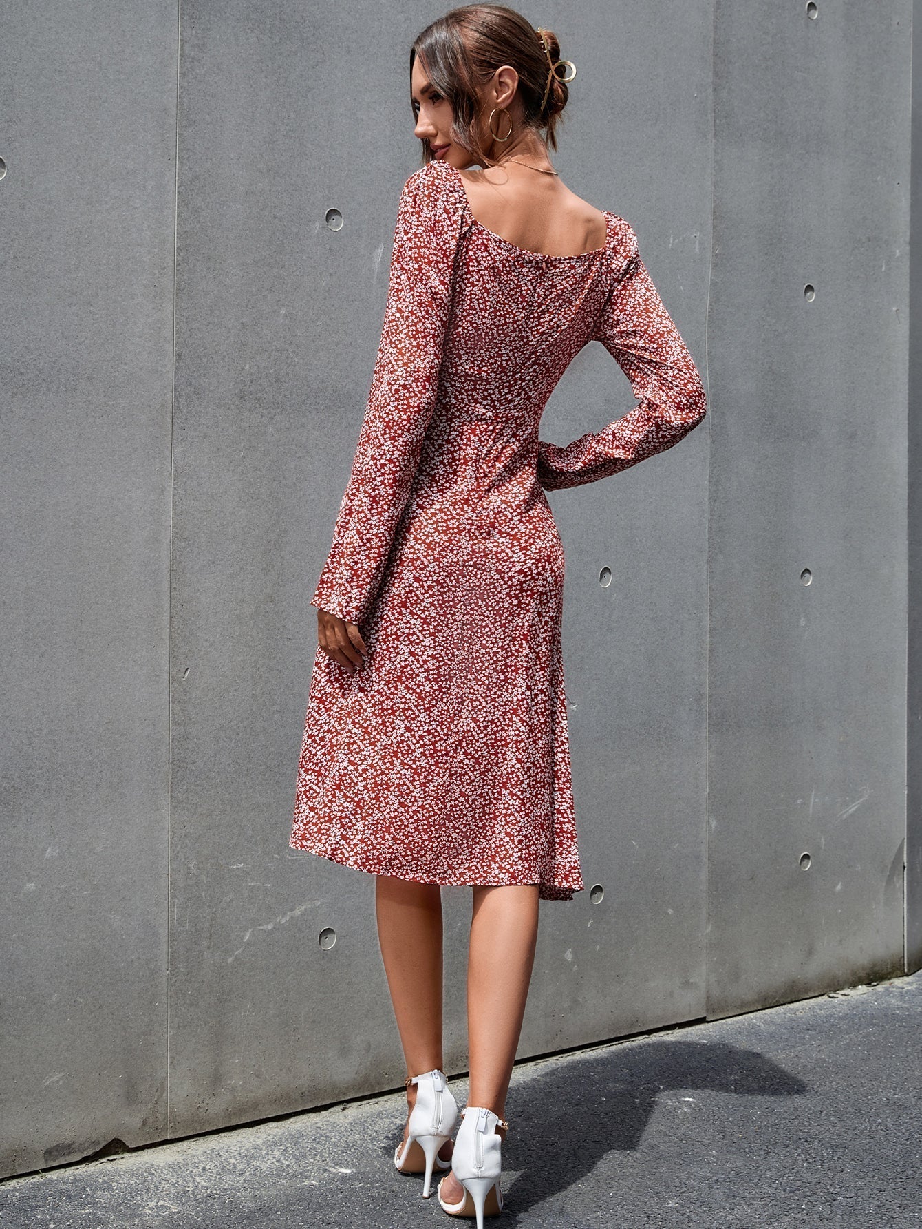 Ditsy Floral Split Hem Dress