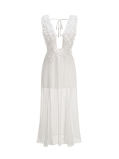 Plunge Neck Ruffle Mesh Midi Dress - View 7