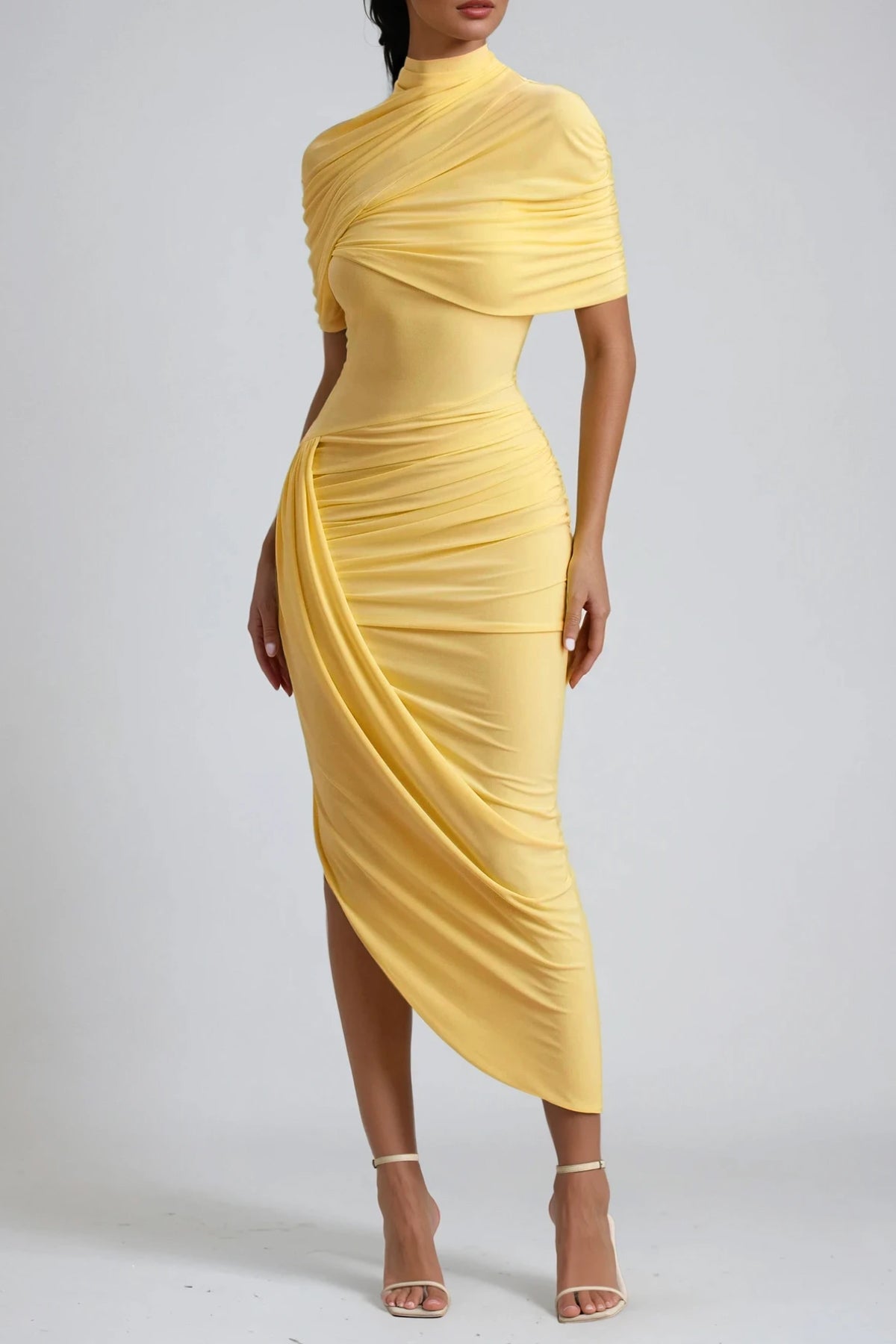 Asymmetric Dominika Bodycon Shawl Midi Dress