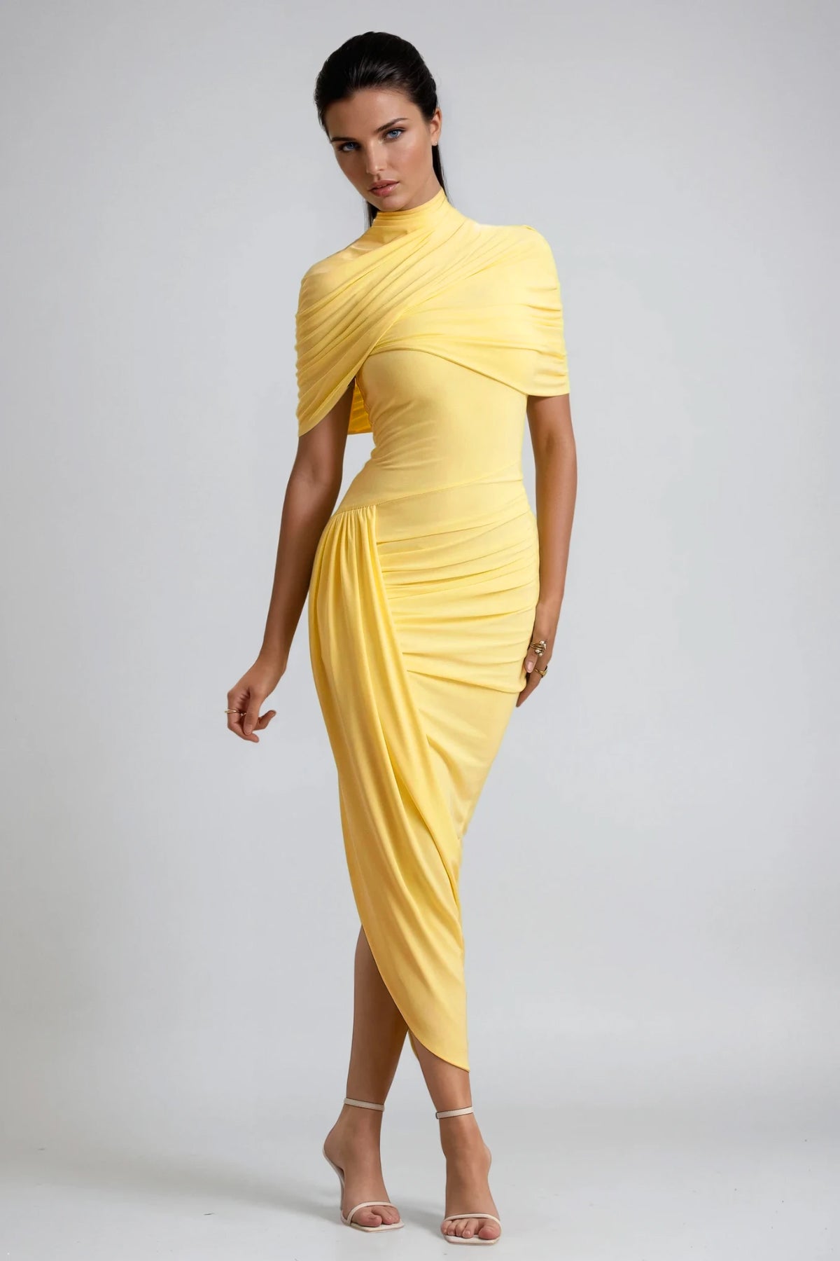 Asymmetric Dominika Bodycon Shawl Midi Dress
