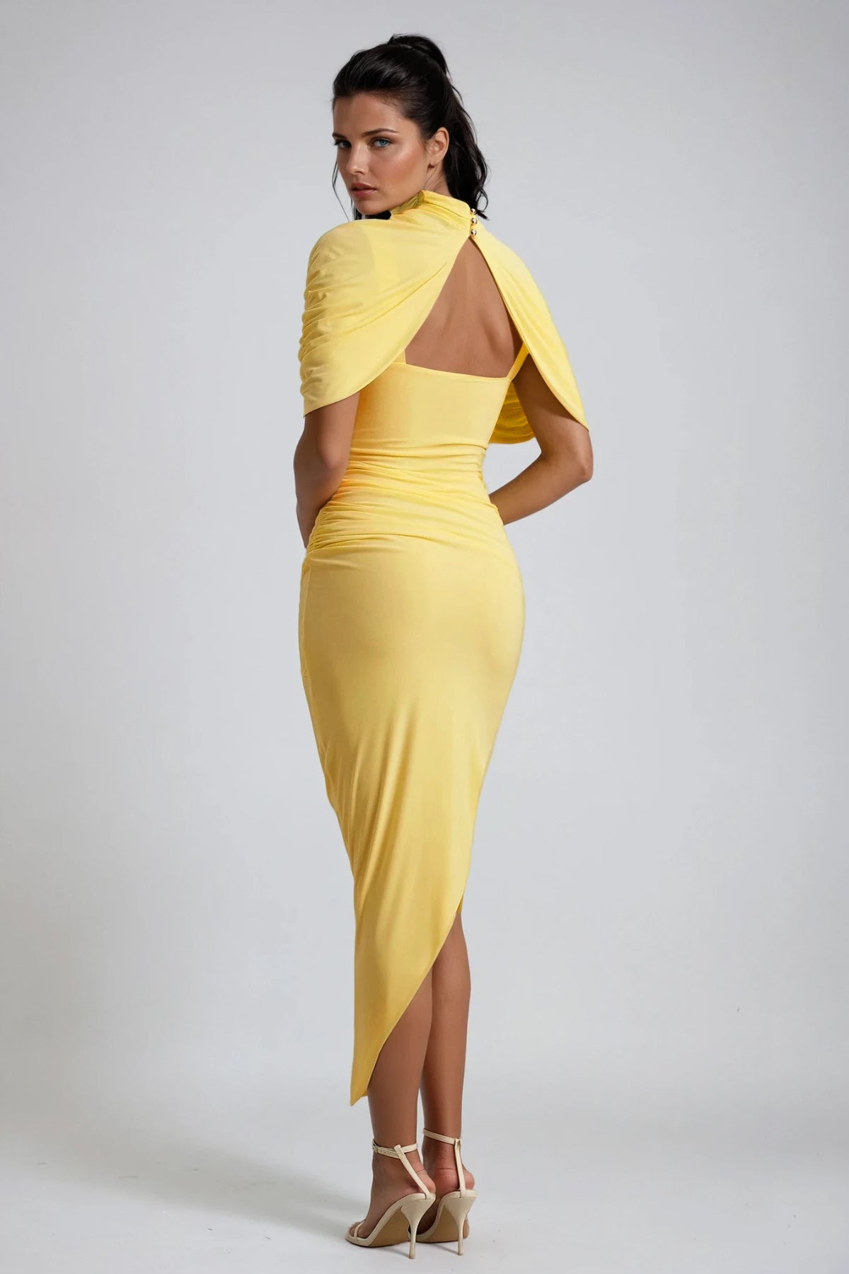 Asymmetric Dominika Bodycon Shawl Midi Dress