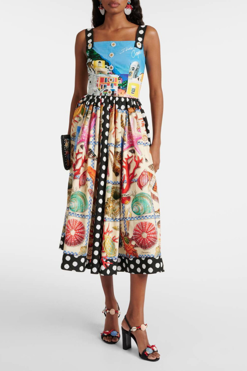 Timeless Rosario Polka Dot Square Neck Midi Dress Boutique Collection