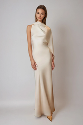 Drago Draped Back Satin Maxi Dress - View 2
