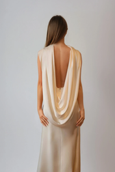 Drago Draped Back Satin Maxi Dress - View 3