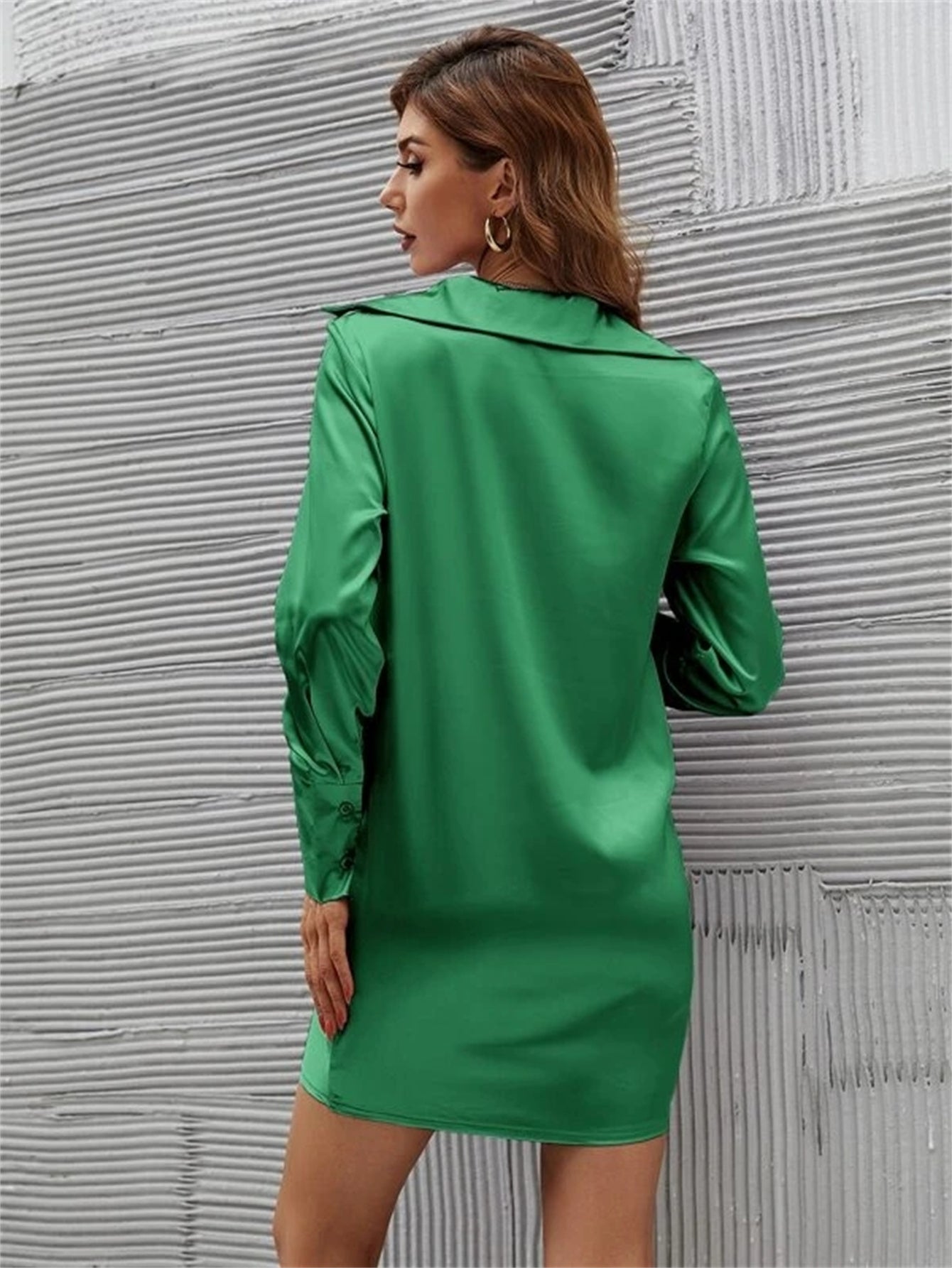 Draped Front Silky Satin Dress