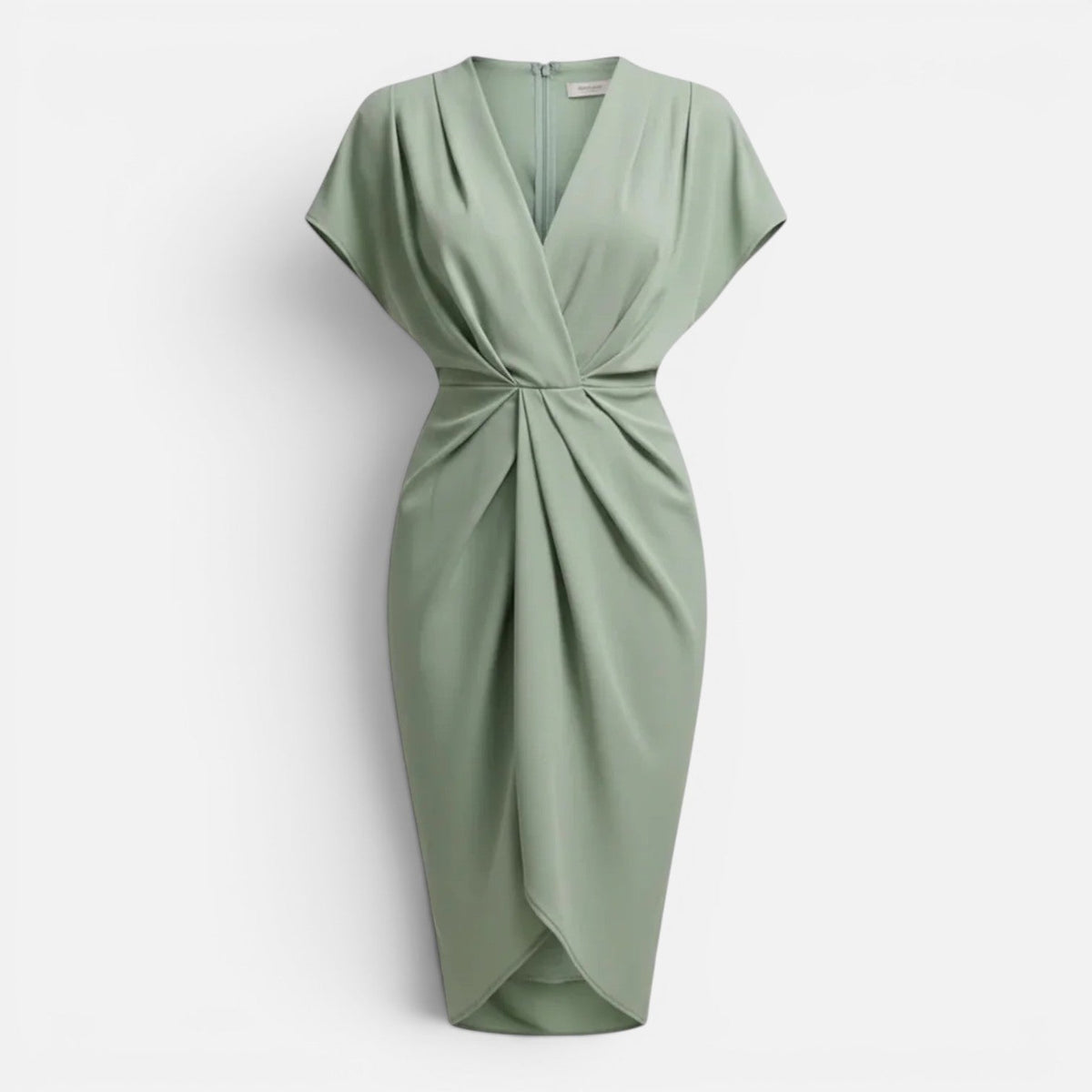 Maison Straver | Women’s Midi Dress Draped Front Elegant Slim Fit Side Slit