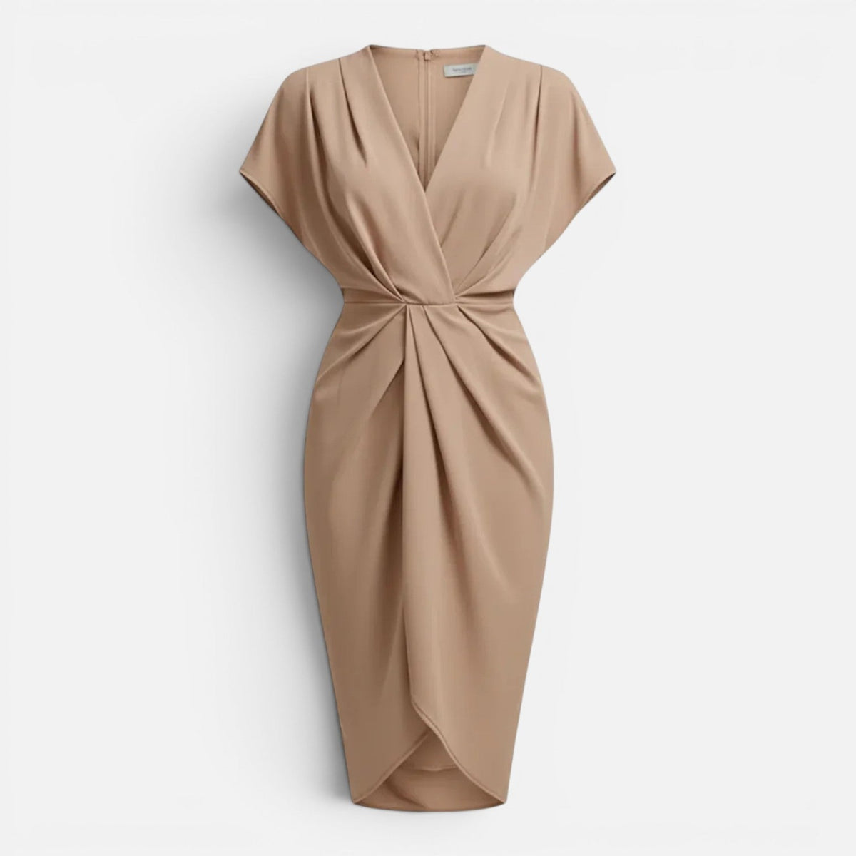 Maison Straver | Women’s Midi Dress Draped Front Elegant Slim Fit Side Slit