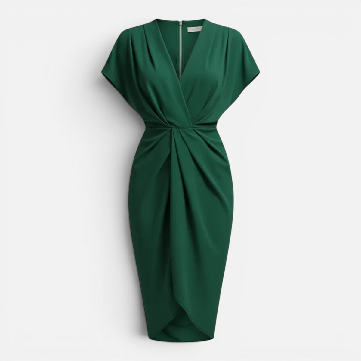 Maison Straver | Women’s Midi Dress Draped Front Elegant Slim Fit Side Slit