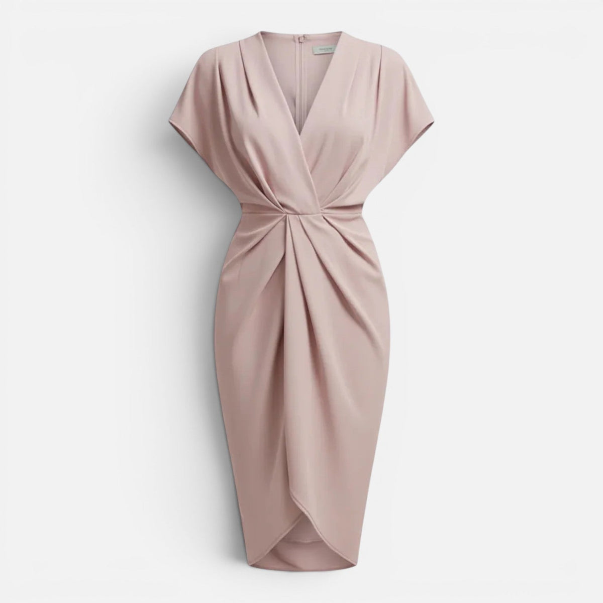 Maison Straver | Women’s Midi Dress Draped Front Elegant Slim Fit Side Slit