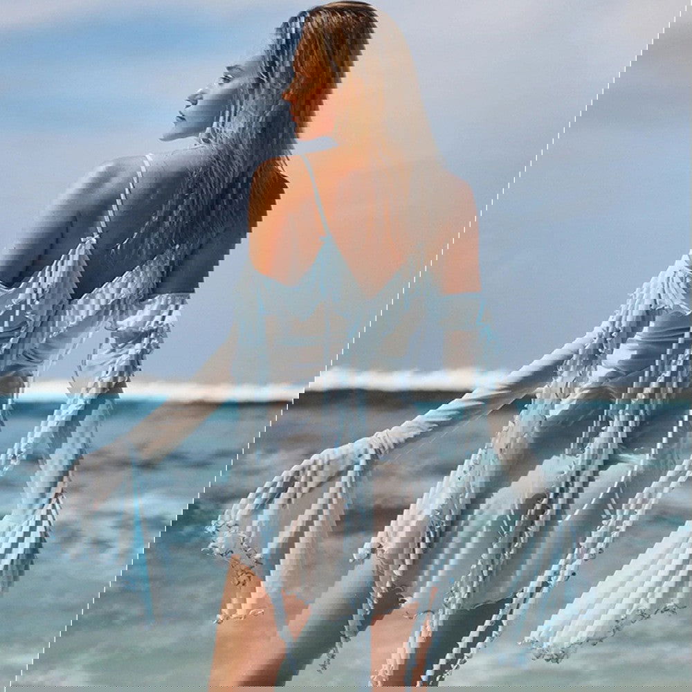 Dress Straps Tulle Sheer Long Sleeve Slim Fit Dress