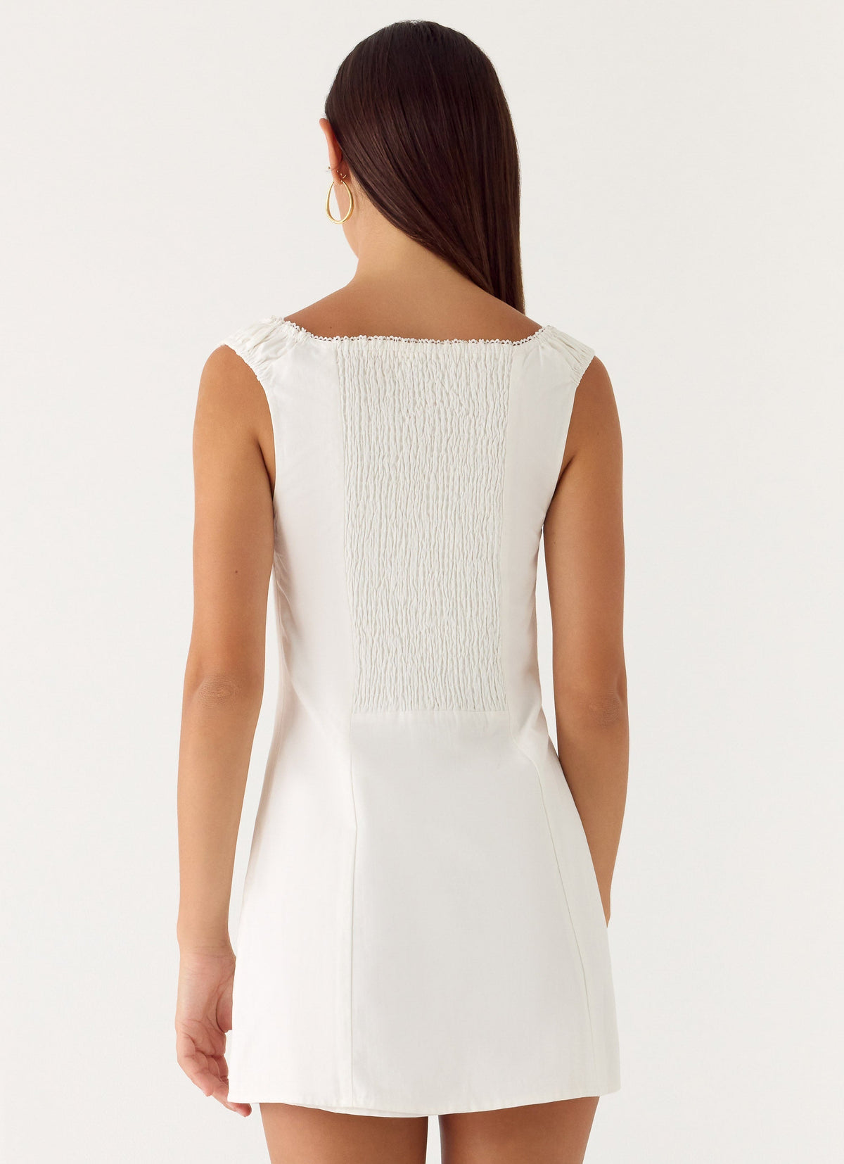 V-Neck Ruched Strap Button Front A-Line Mini Dress 3