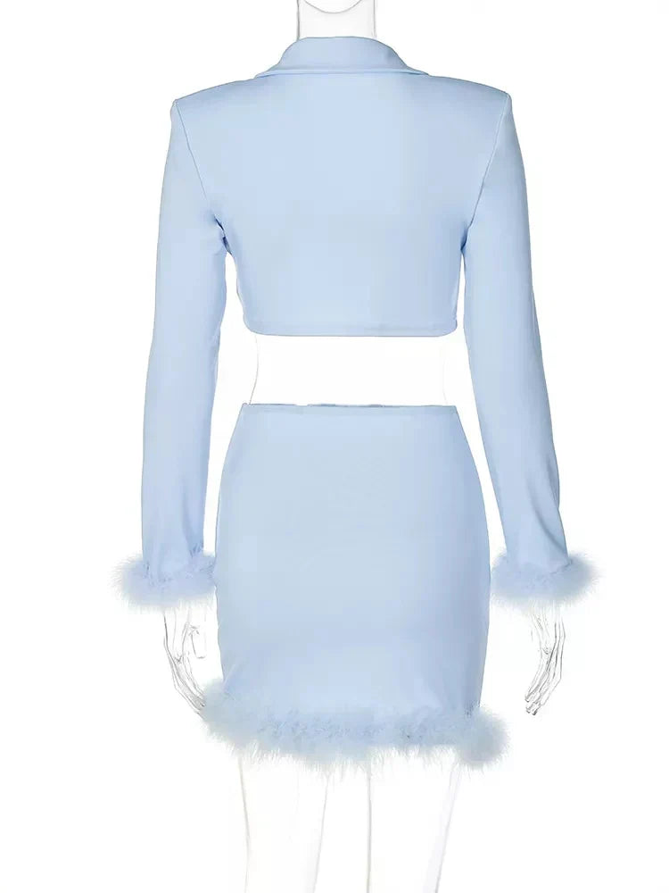 FEATHER TRIM MINI SKIRT