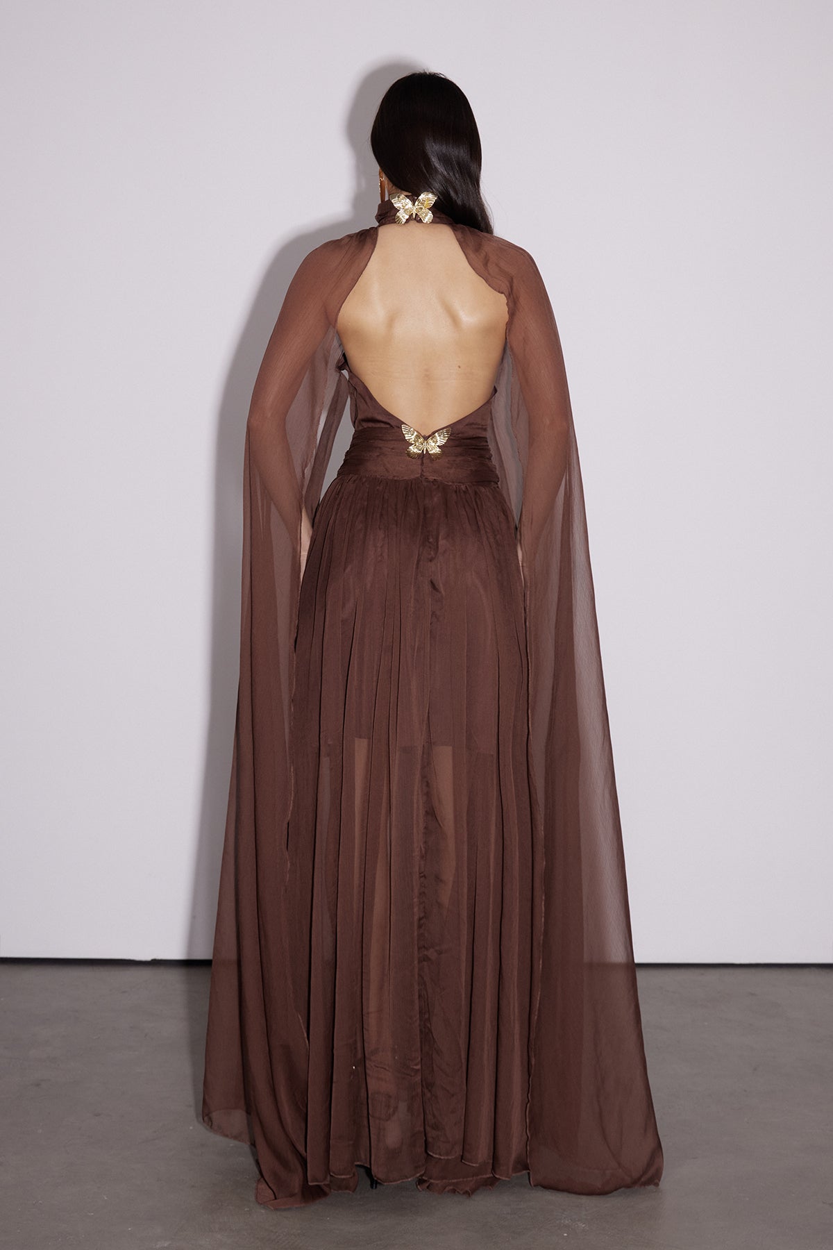 Dylan Backless Ruch Mesh Maxi Dress 4