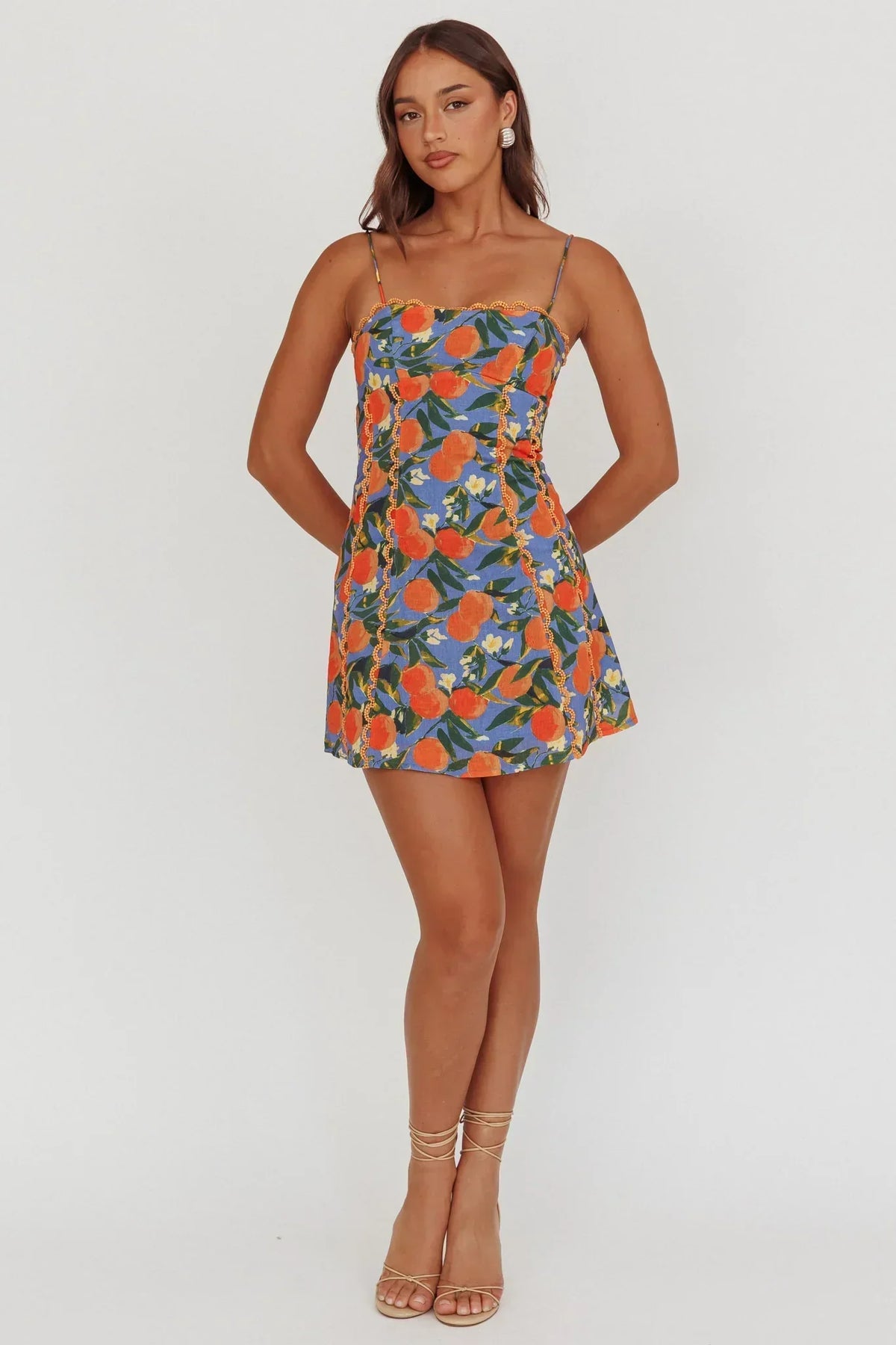 Chamberlain Scallop Trim Mini Dress Citrus Orange
