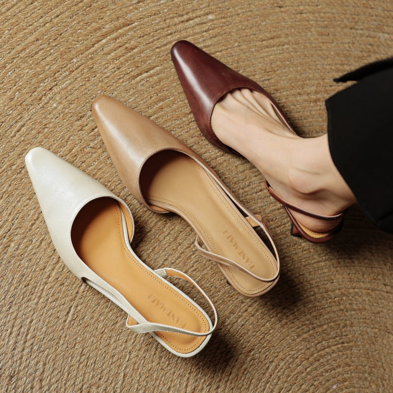 Pointed Toe Slingback Block Heel Pumps