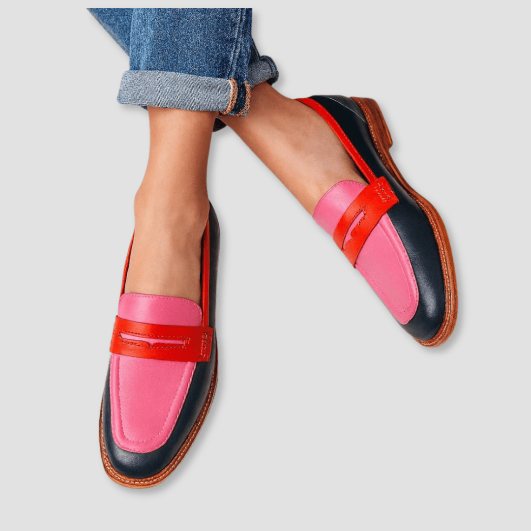 Square Toe Penny Strap Flat Loafers