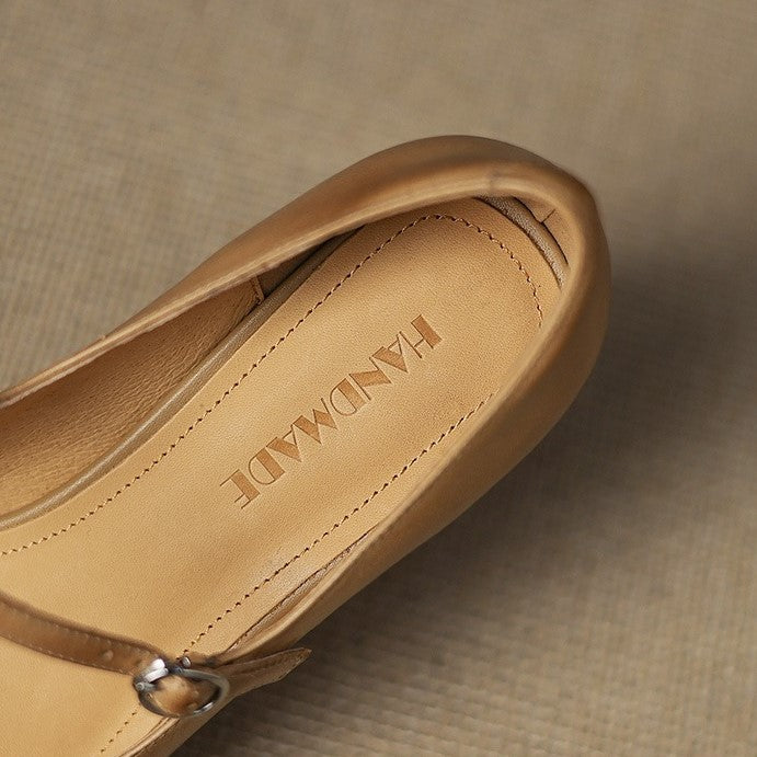 Square Toe Buckle Strap Block Heel Mary Jane Pumps