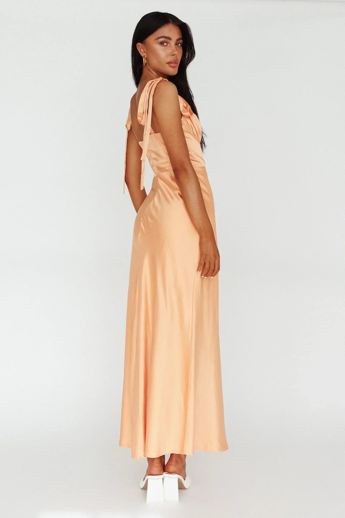 Pennelope Tied Shoulder Maxi Dress Orange