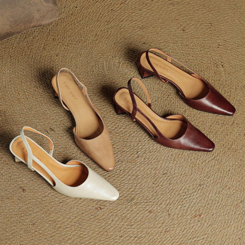 Pointed Toe Slingback Block Heel Pumps