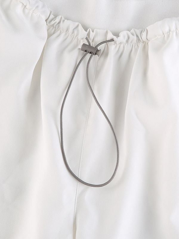 Elastic Drawstring Waist Contrast Piping Wide Leg Parachute Pants 12