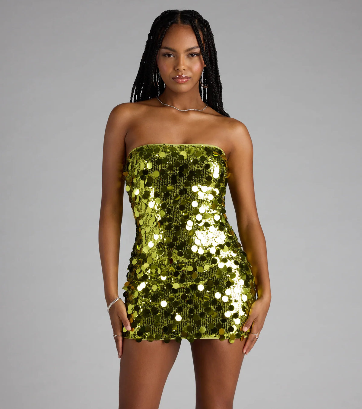 Paillette Sequin Strapless Bodycon Party Mini Dress 6