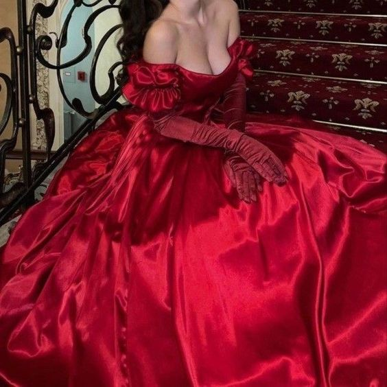 Off The Shoulder Red Satin A-line Prom Dress,Red Graduation Dress  cc1194