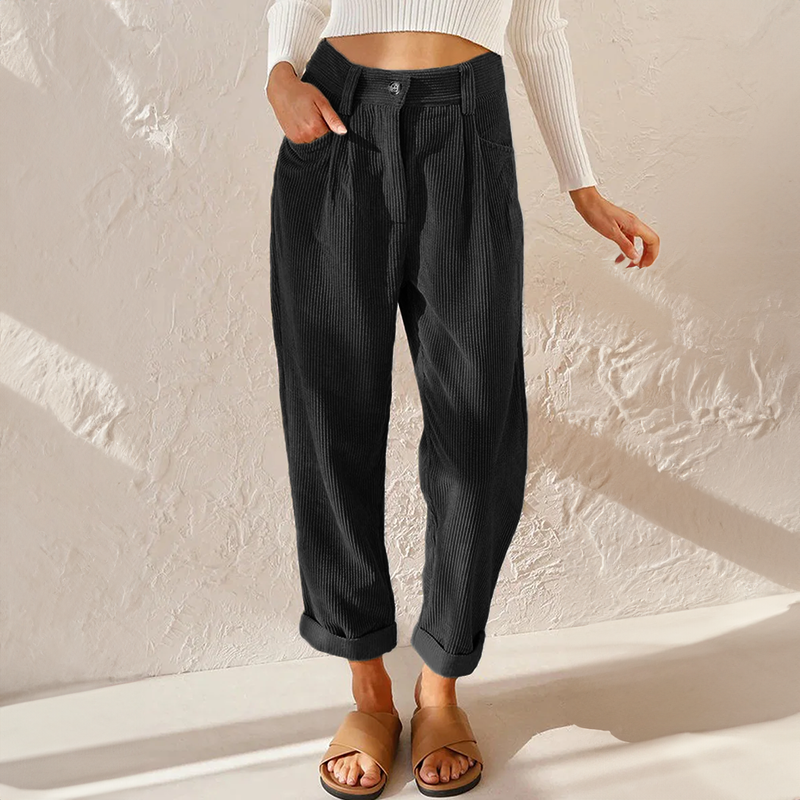 High Waist Pleated Corduroy Pants 6