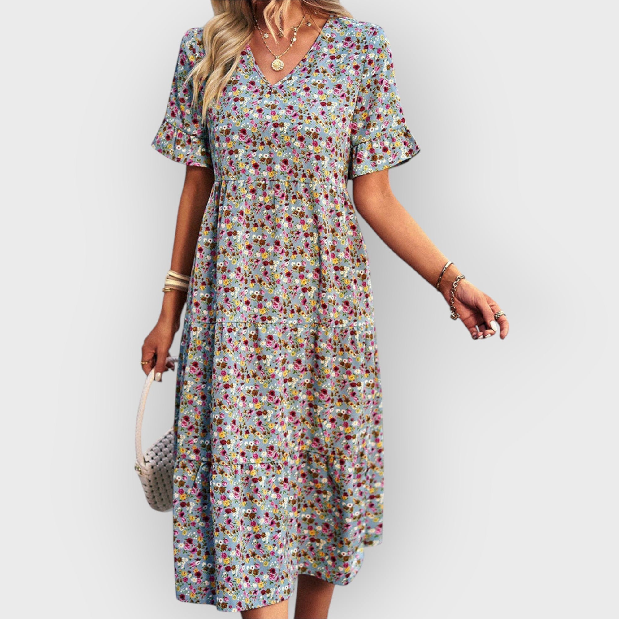 Amara | Floral Summer Midi Dress Multicolor