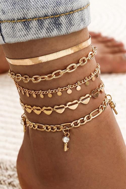 Heart Key 5PCS Layer Bracelets