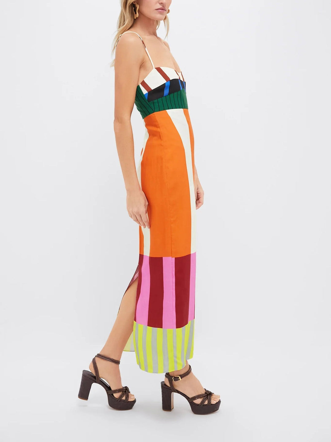 Striped Spaghetti Strap Column Maxi Dress