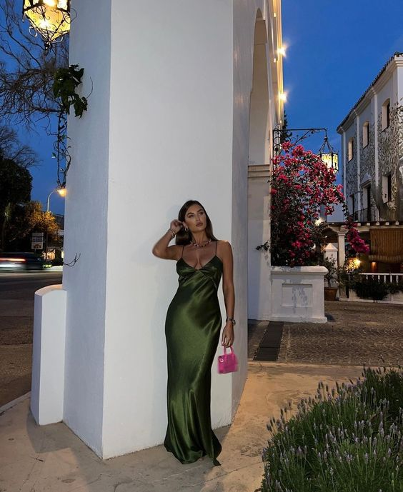Simple Green Spaghetti Straps Evening Dress cc1327