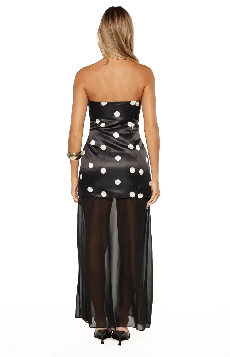 Eden Black Polka Dot Maxi Dress