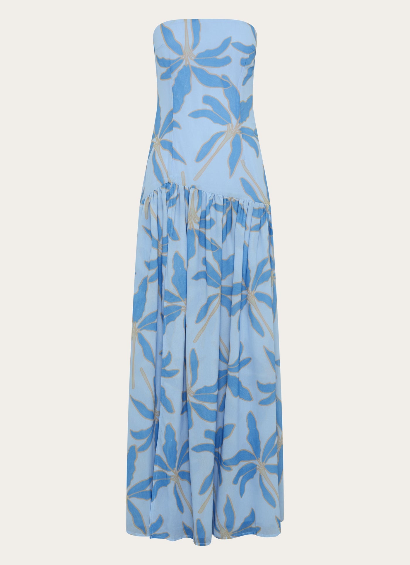 Floral Strapless High Split Chiffon Maxi Dress 5