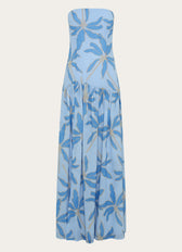 Floral Strapless High Split Chiffon Maxi Dress 5