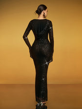 Hooded Cutout Sequin Maxi Dress - View 6
