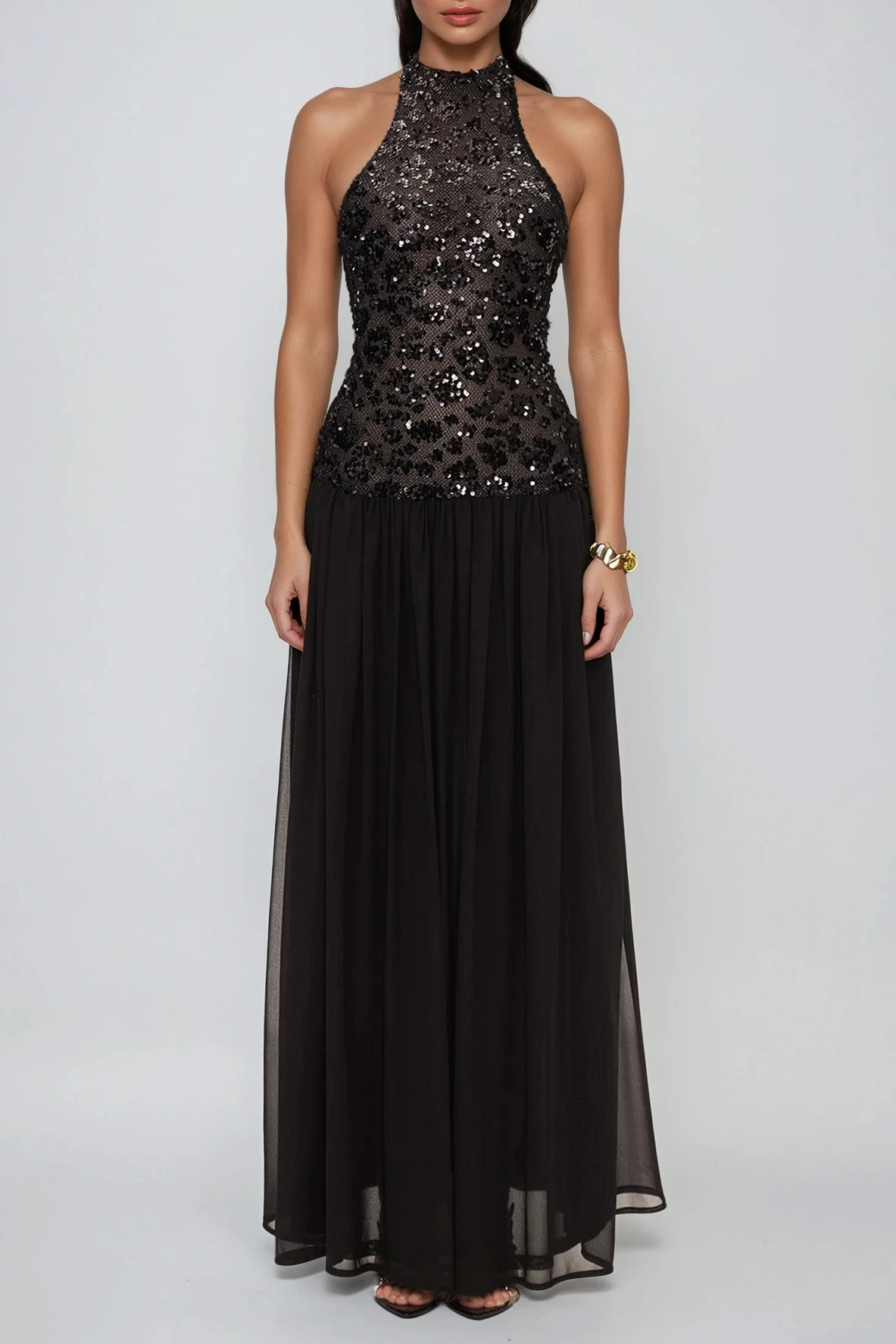 Eivind Tank Top Sequin Mesh Maxi Dress