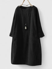 Corduroy Long Sleeve Pocket Shift Midi Dress 8