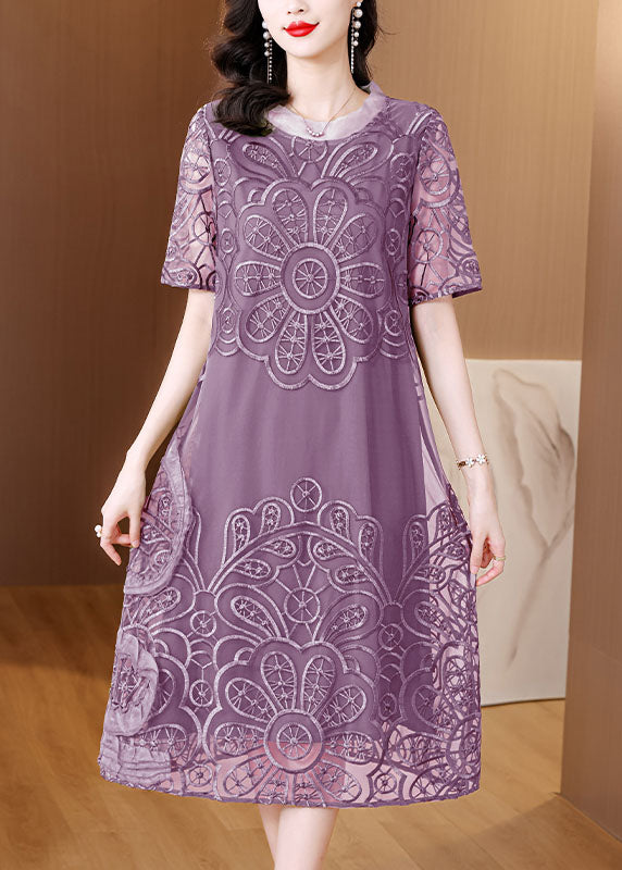 Elegant Green Embroideried Ruffled Tulle Long Dresses Short Sleeve 2