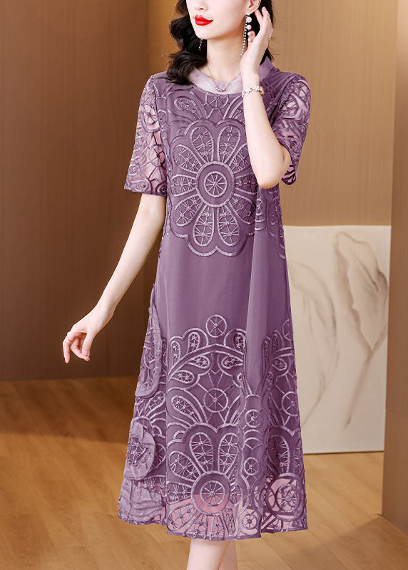 Elegant Green Embroideried Ruffled Tulle Long Dresses Short Sleeve 4