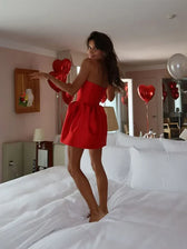 High-Waist Backless Off-the-Shoulder Mini Dress