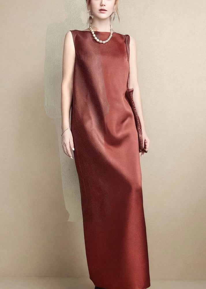 Sleeveless Boat Neck Column Straight Floor Length Maxi Dress