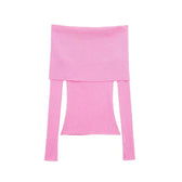 Elegant Slim Green Off-Shoulder Long Sleeve Female Chic Christmas Sweater Pink / S Sweaters-L
